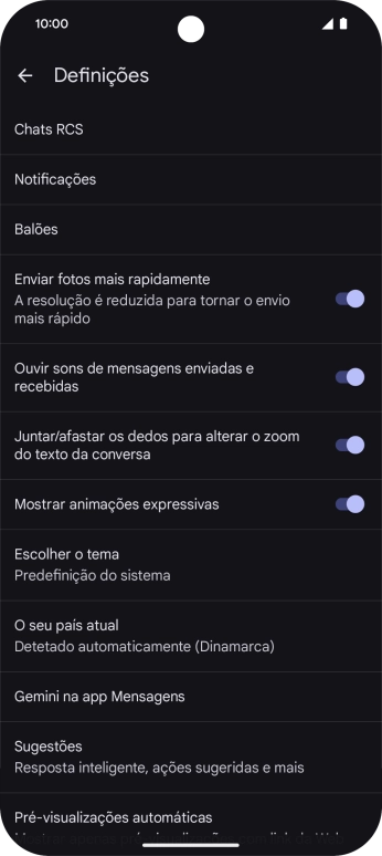 Prima Gemini na app Mensagens.