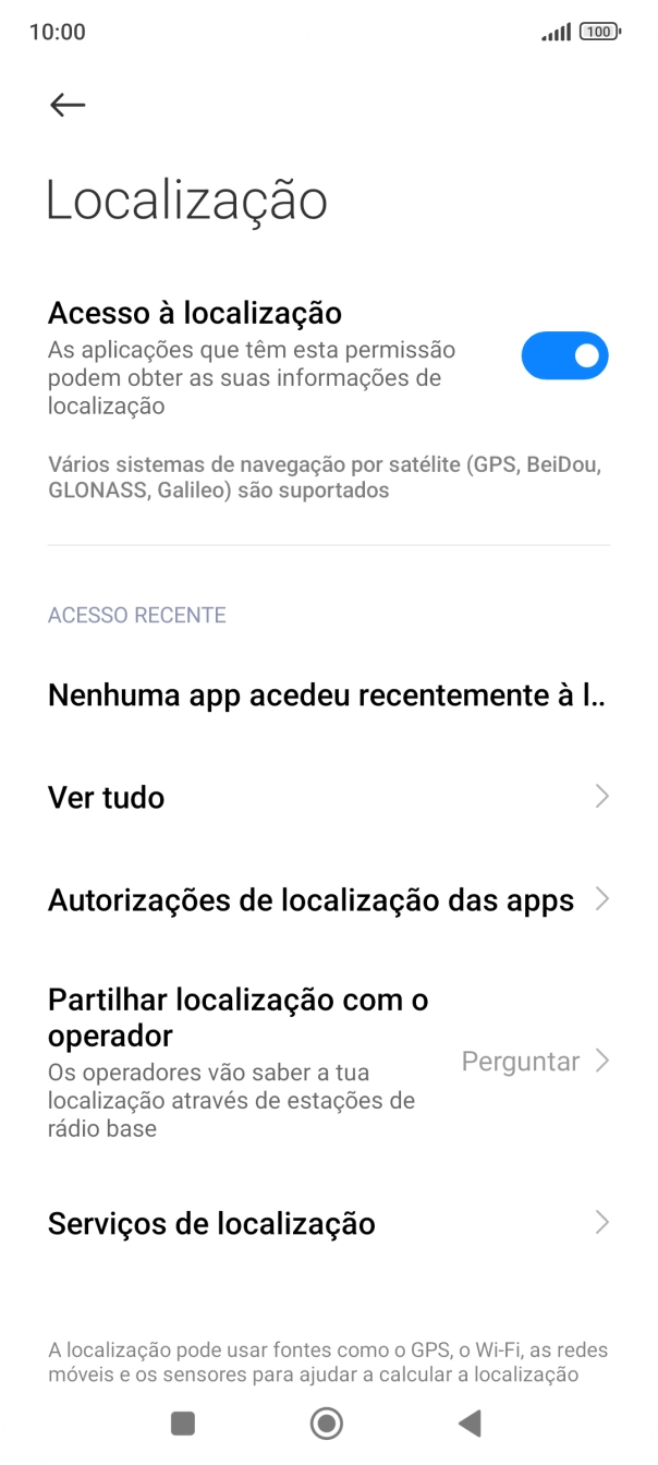 Prima Autorizações de localização das apps.