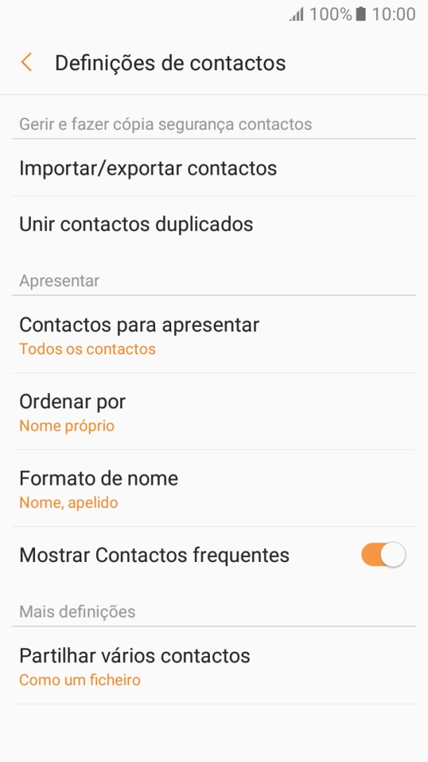 Prima Importar/exportar contactos.