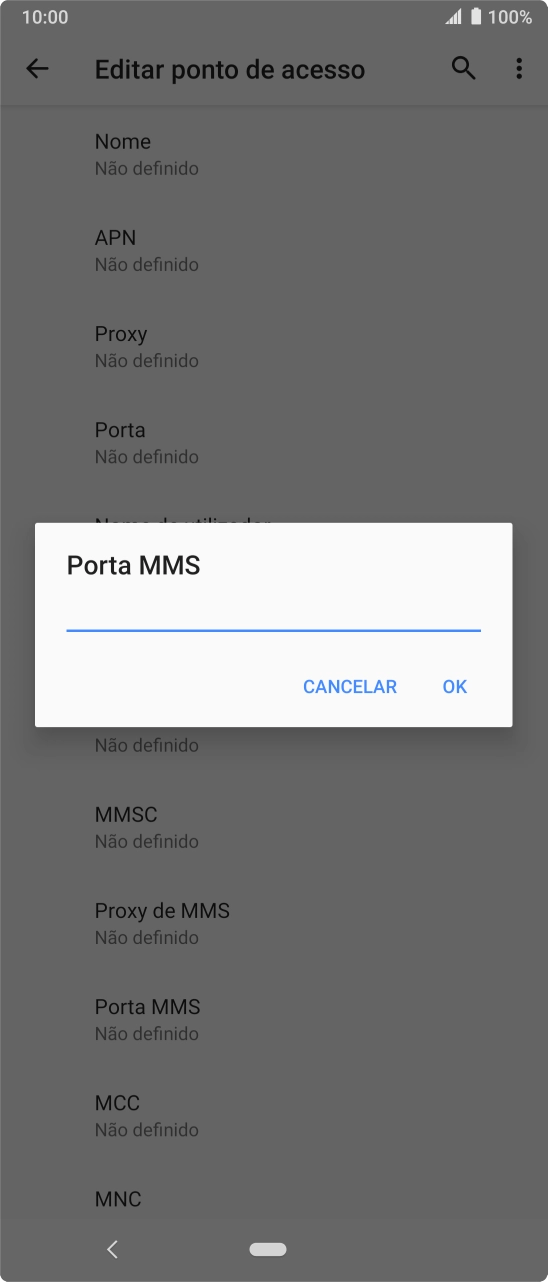 Introduza 80 e prima OK.