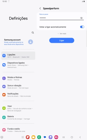 Introduza a password da rede Wi-Fi e prima Ligar.