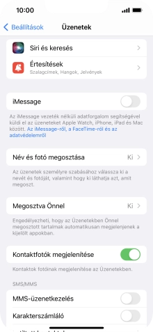 Kattints az „MMS-üzenetkezelés” melletti csúszkára a funkció bekapcsolásához.