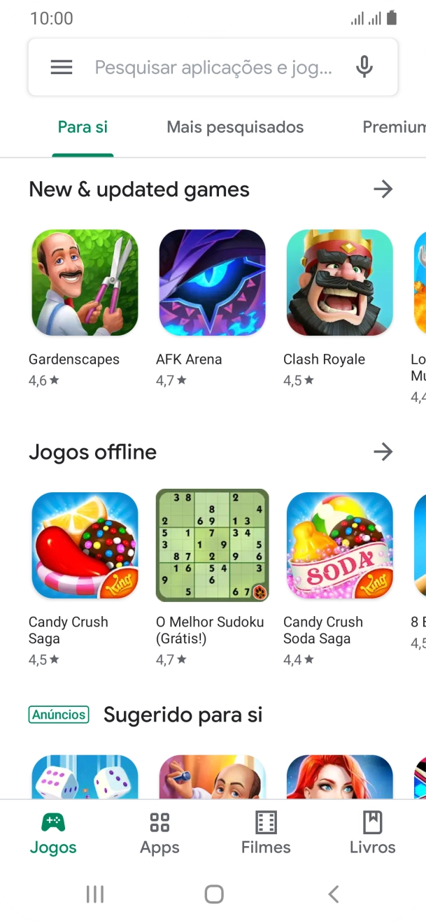 Deslize o dedo sobre o ecrã da esquerda para a direita.