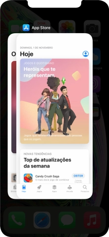Deslize o dedo para cima sobre a aplicação pretendida para a terminar.