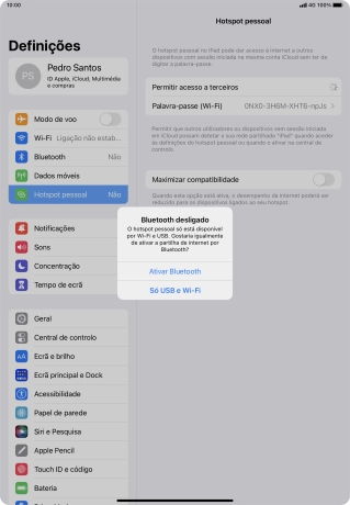 Se o Wi-Fi estiver ativado, prima Só USB e Wi-Fi.