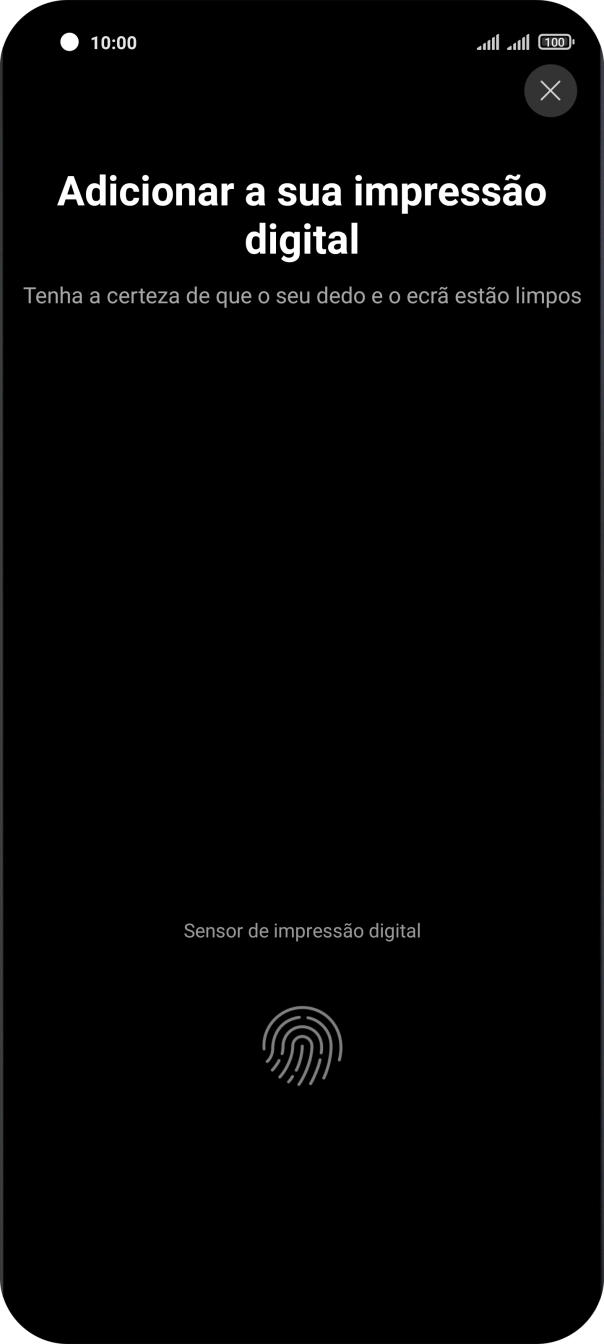 Siga as indicações no ecrã para definir a impressão digital como código de bloqueio.