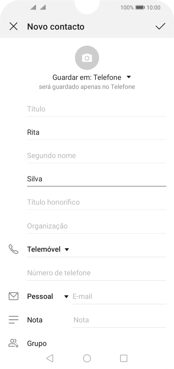 Prima Número de telefone e introduza o número de telefone pretendido.