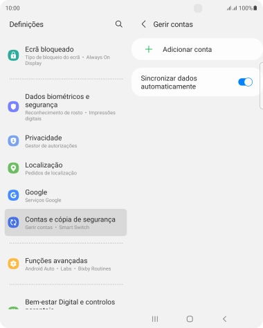 Prima Adicionar conta.