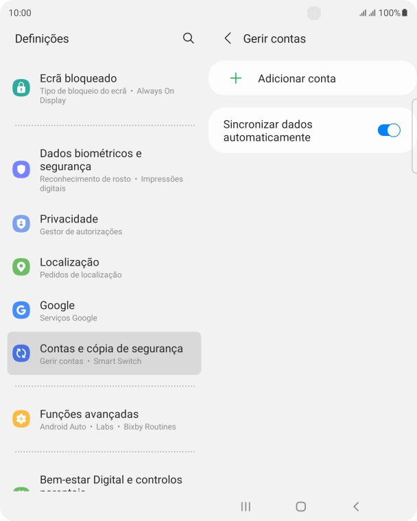 Prima Adicionar conta.