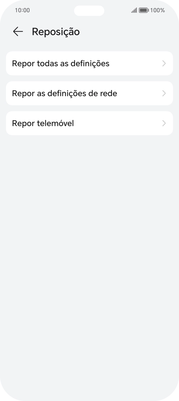 Prima Repor as definições de rede.