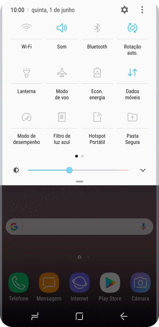 Prima o ícone de dados móveis para ativar ou desativar a função.