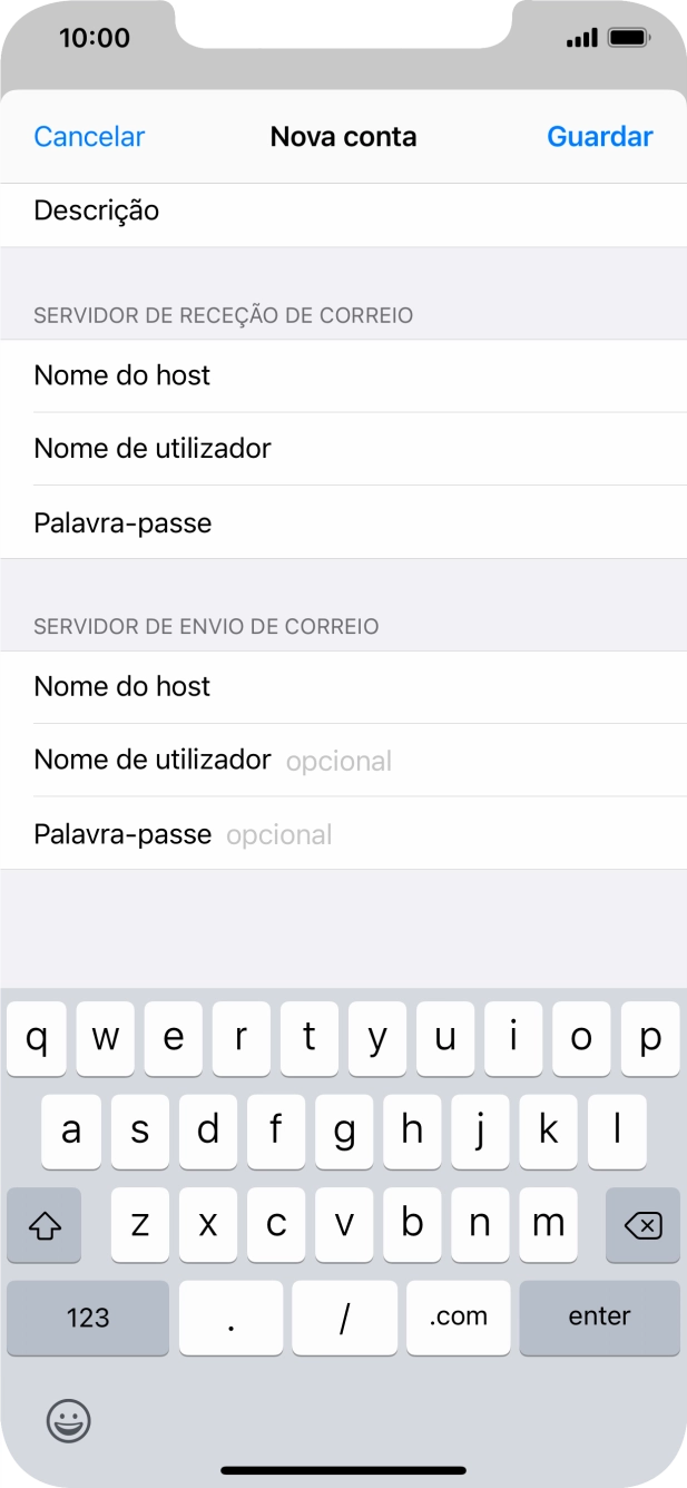 Prima Nome de utilizador e introduza o nome de utilizador da sua conta de e-mail na Vodafone.