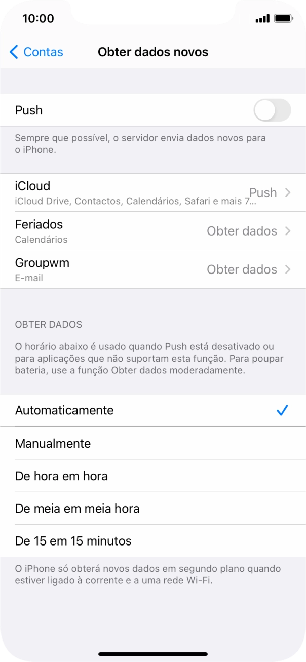 Se desativar a função, prima a definição pretendida.