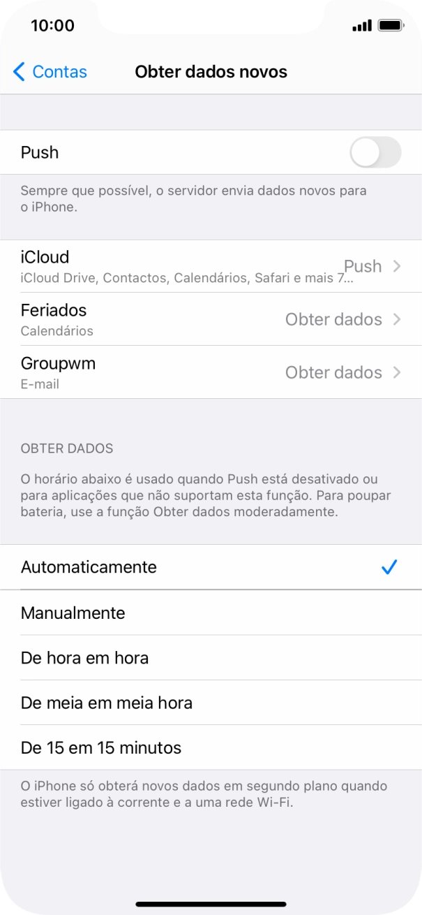 Se desativar a função, prima a definição pretendida.