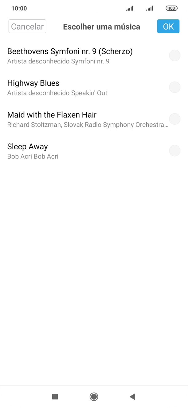 Prima os tons de toque pretendidos para os ouvir.