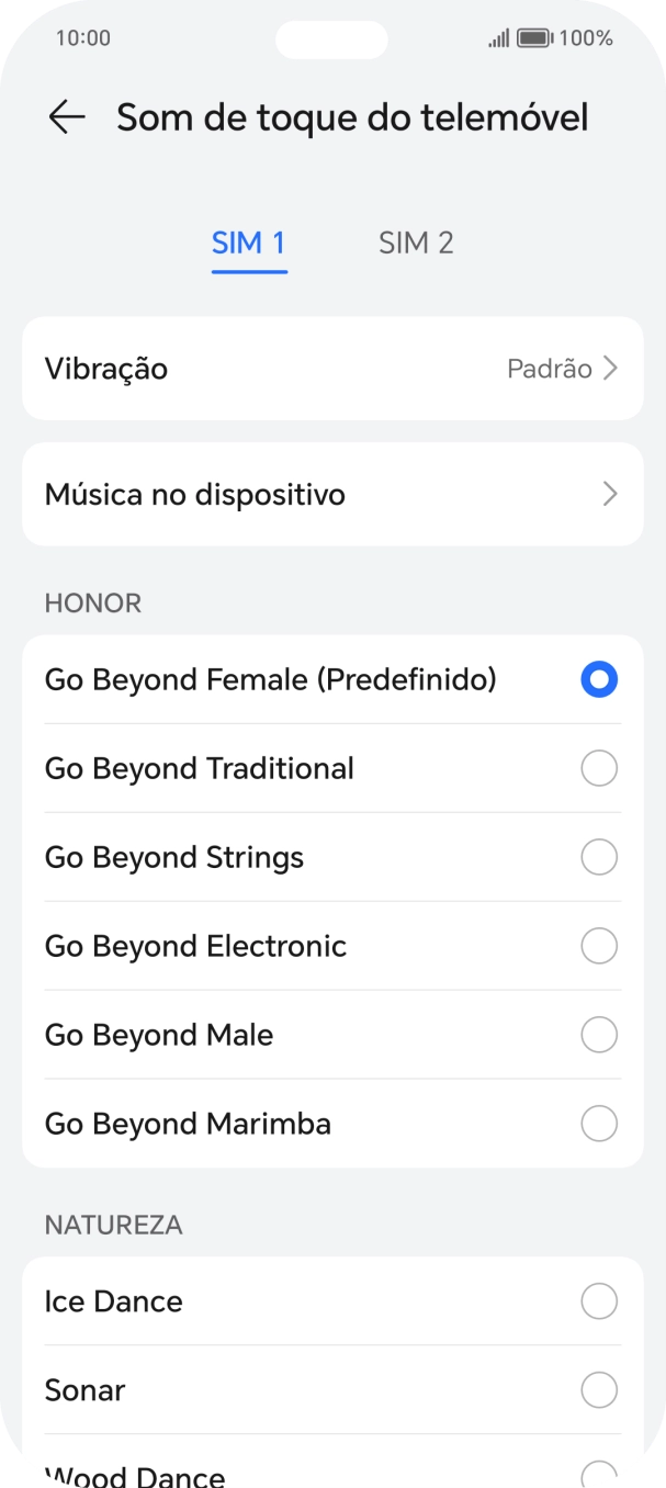 Prima os tons de toque pretendidos para os ouvir.
