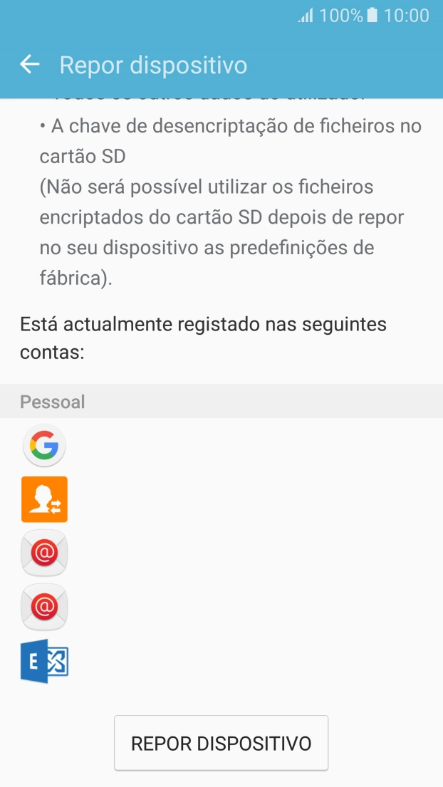 Prima REPOR DISPOSITIVO.