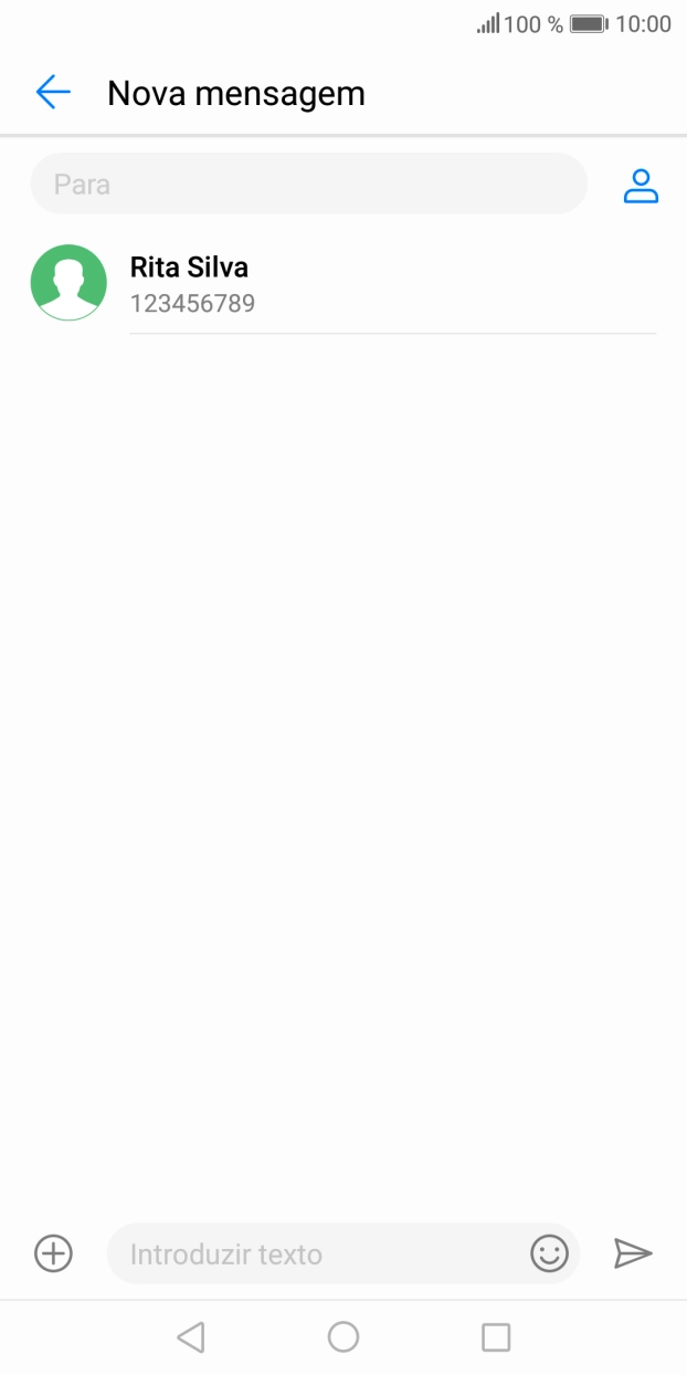 Prima Para e introduza as primeiras letras do nome do destinatário.