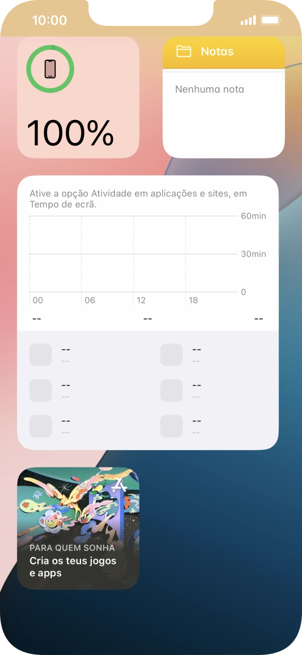 Mantenha premido o widget pretendido até aparecer um menu no ecrã.