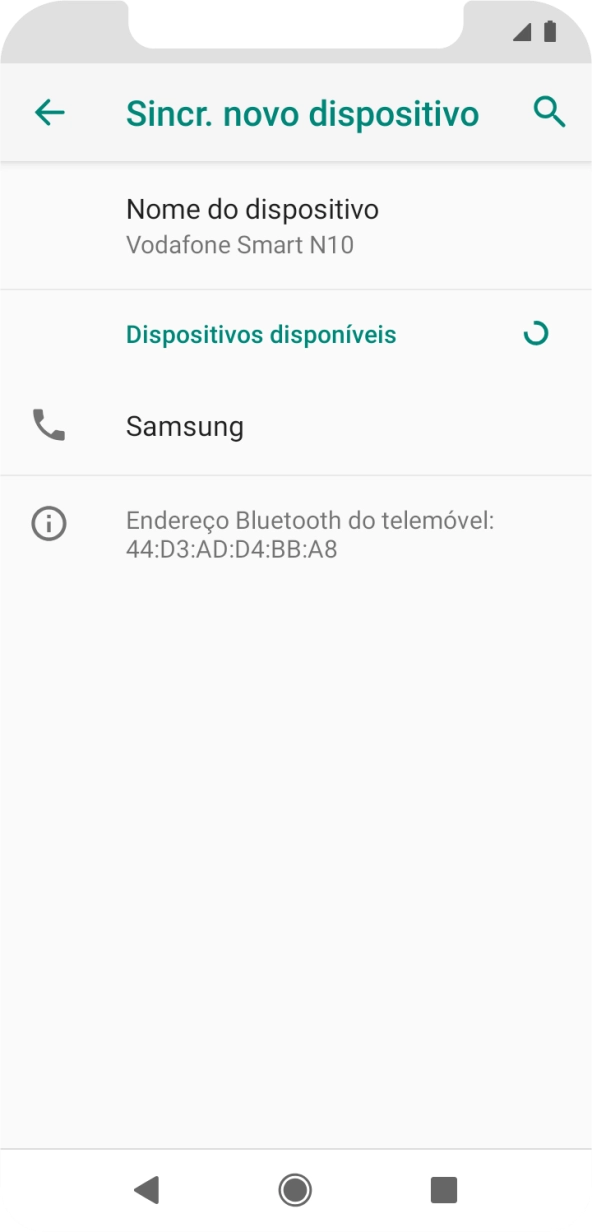 Prima o dispositivo Bluetooth pretendido e siga as indicações no ecrã para emparelhar o dispositivo pretendido com o telefone.