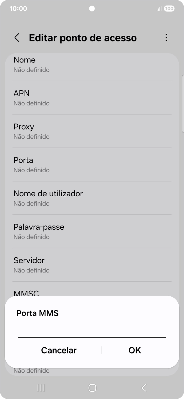 Introduza 80 e prima OK.