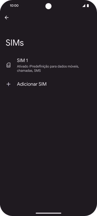 Prima o nome do cartão SIM.