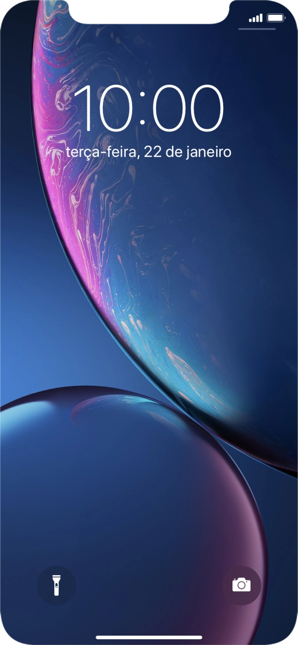 Deslize o dedo para cima a partir da base do ecrã.