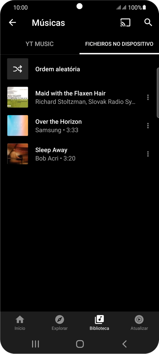 Prima o ficheiro de música pretendido.