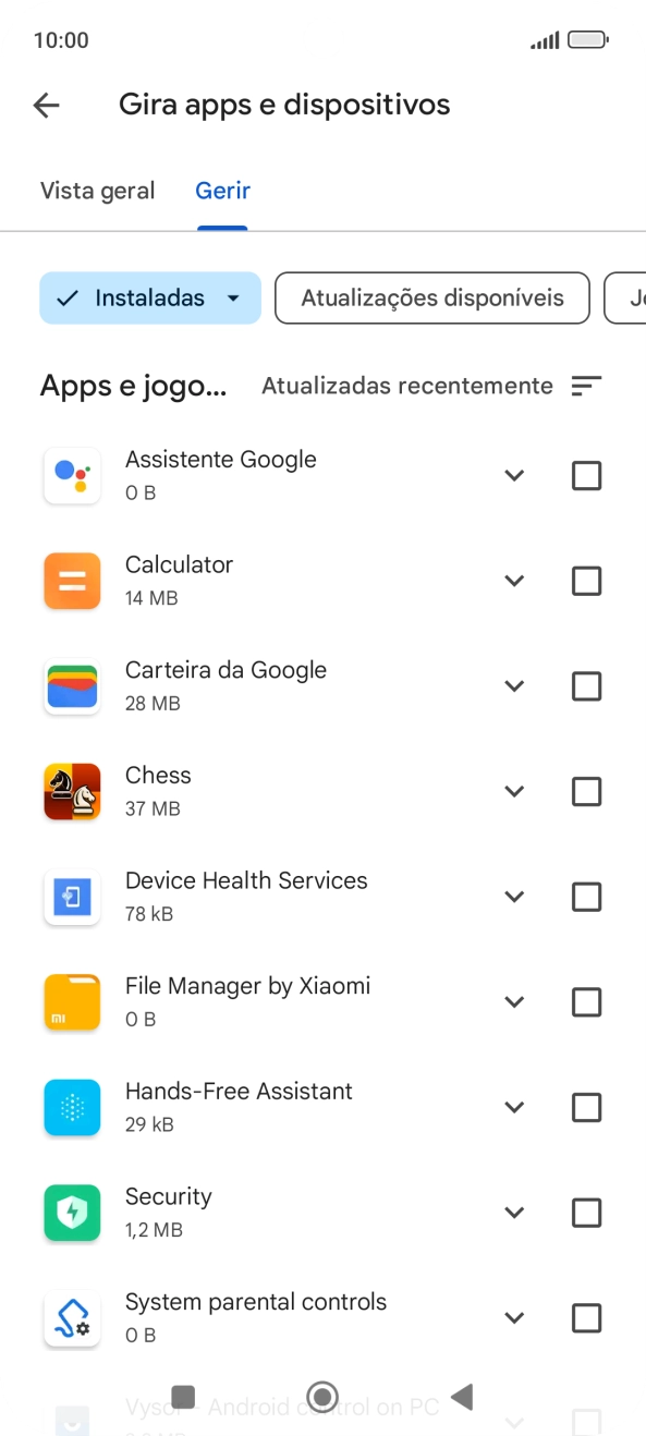 Prima a app pretendida.