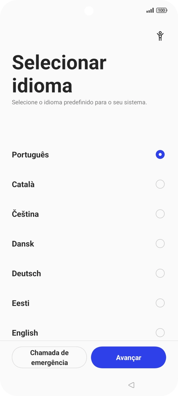 Prima o idioma pretendido.