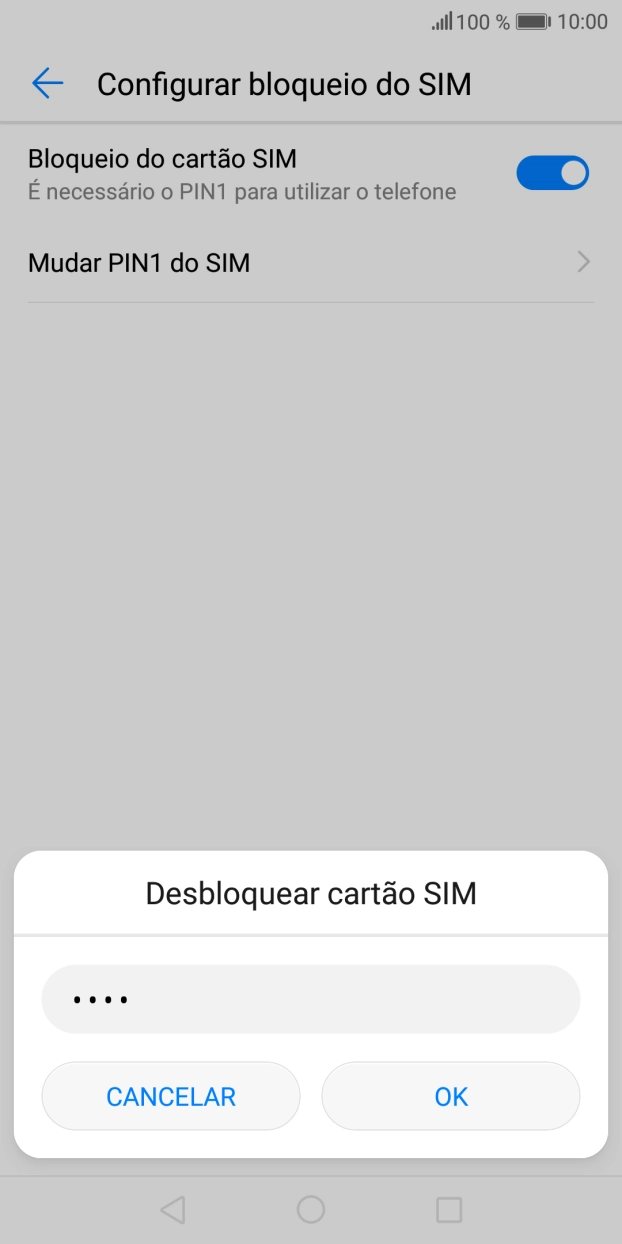 Introduza o seu código PIN e prima OK.