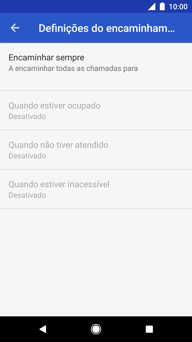 Prima o tipo de desvio pretendido.