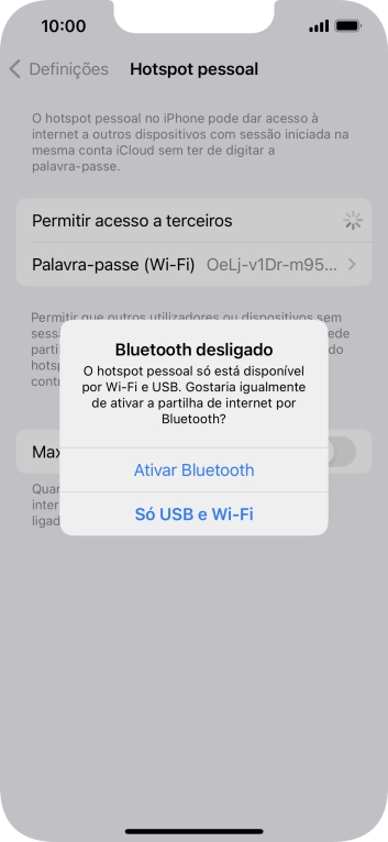 Se o Wi-Fi estiver ativado, prima Só USB e Wi-Fi .