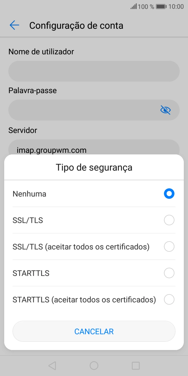 Prima Nenhuma para desativar a função.