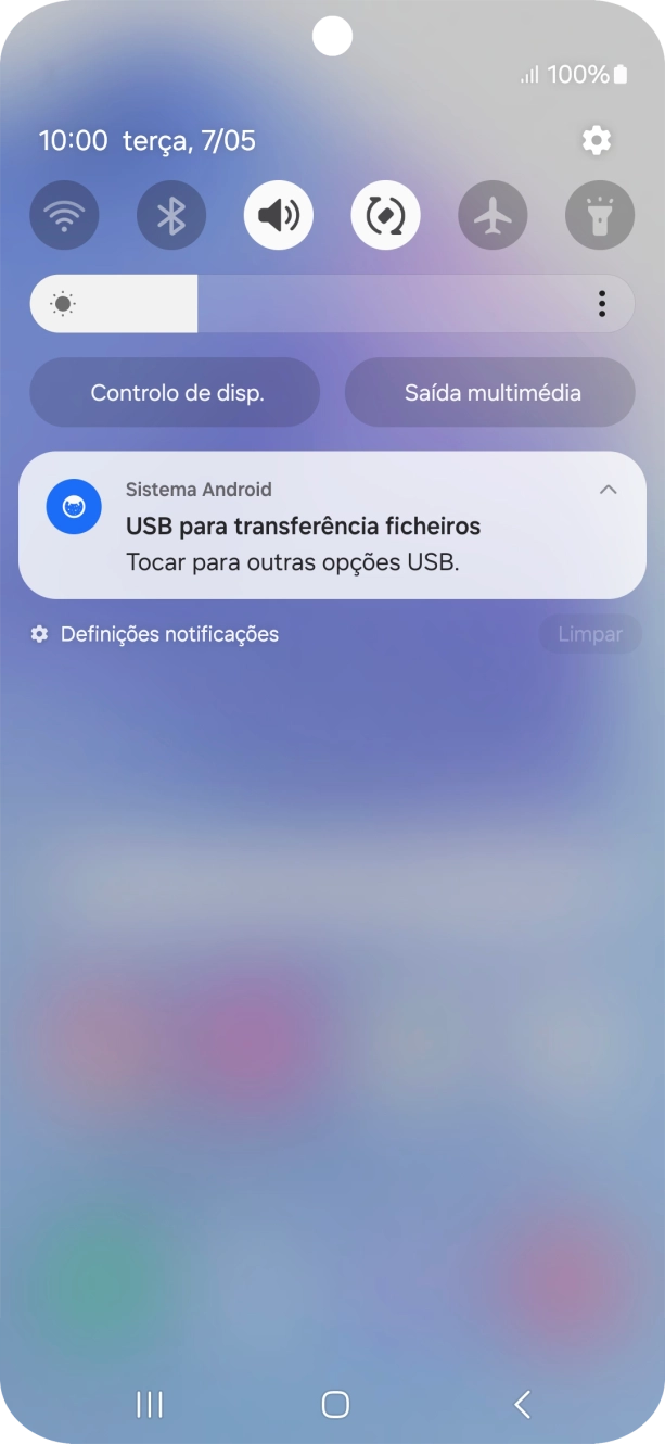 Prima Tocar para outras opções USB..