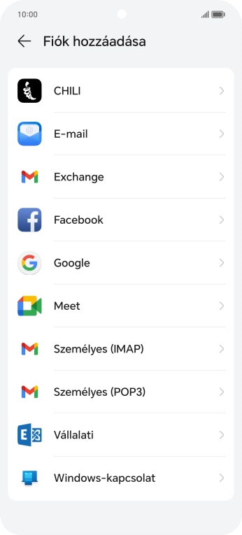 Válaszd a Google lehetőséget.