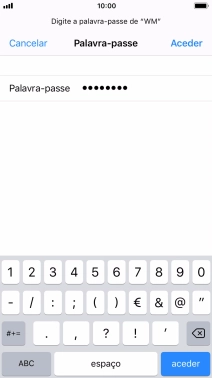 Introduza a password da rede Wi-Fi e prima Aceder.