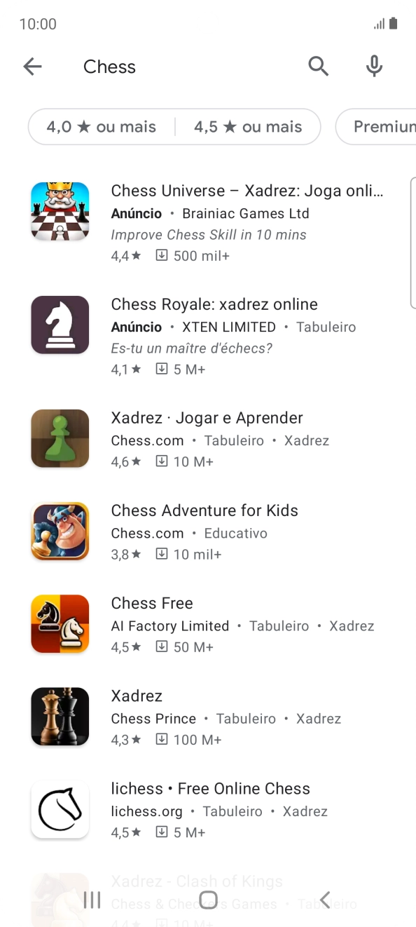 Prima a app pretendida.