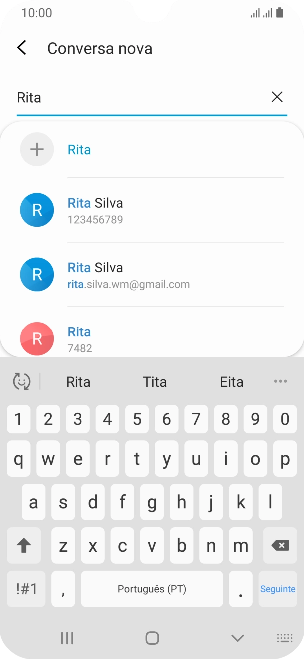Prima o contacto pretendido.