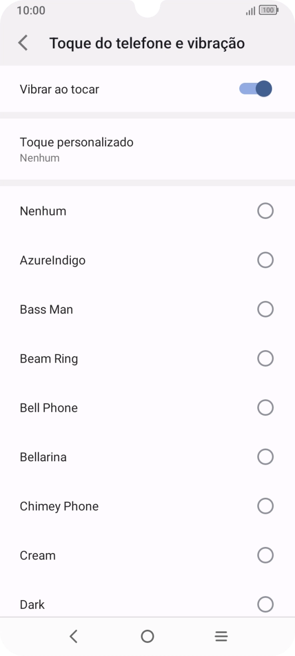 Prima os tons de toque pretendidos para os ouvir.