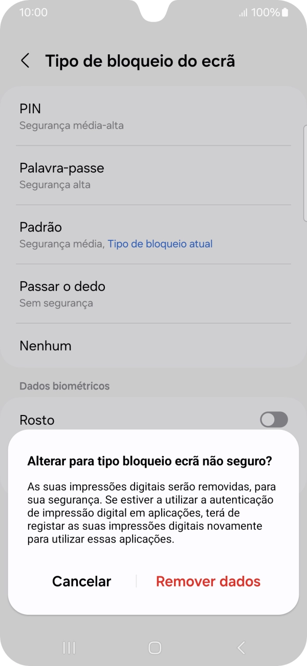 Prima Remover dados.