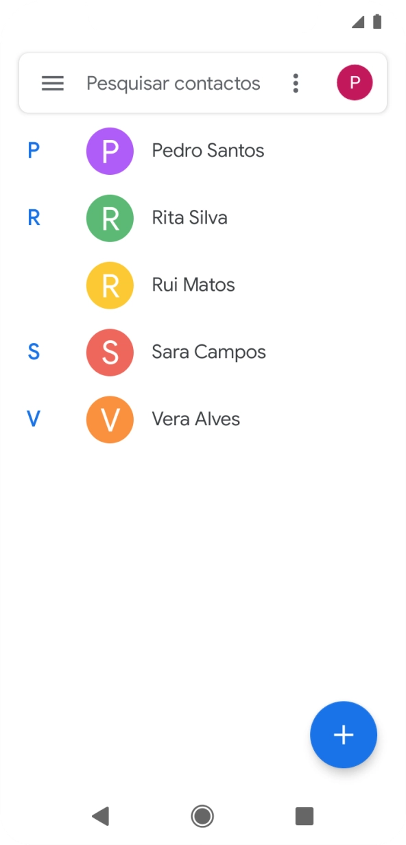 Prima o contacto pretendido.