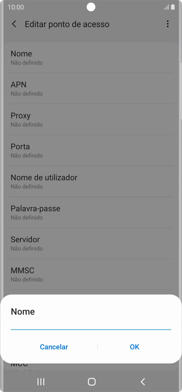 Introduza Vodafone Internet e prima OK.