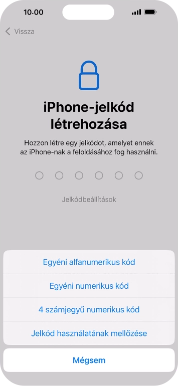 A képernyőzár használatának bekapcsolásához kövesd a képernyőn megjelenő utasításokat, vagy válaszd a Jelkód használatának mellőzése lehetőséget.