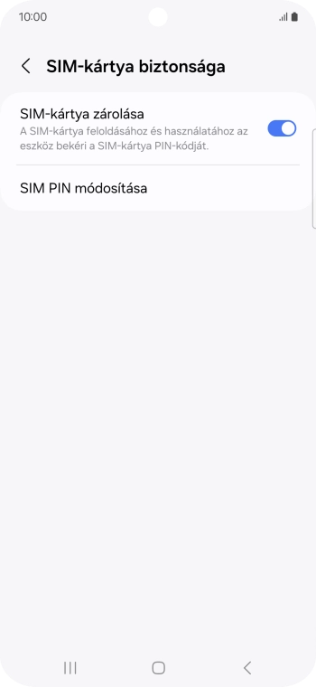 Kattints a „SIM-kártya zárolása” melletti csúszkára a funkció be- vagy kikapcsolásához.