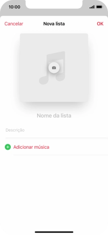 Prima o campo de escrita e introduza o nome da lista de reprodução.