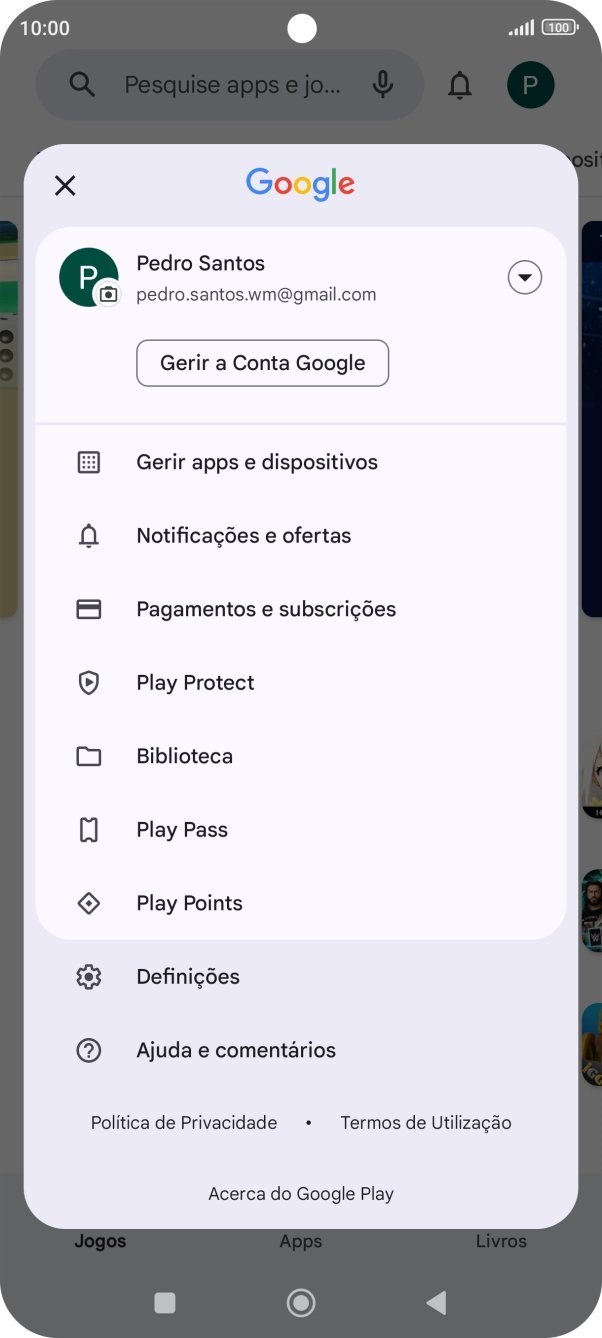 Prima Gerir apps e dispositivos.