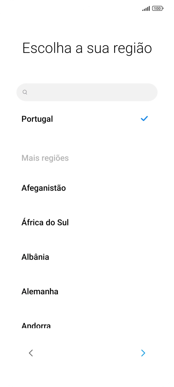 Prima a área ou país pretendido.