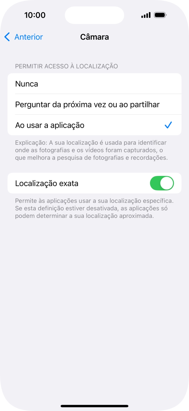Prima a definição pretendida para ativar ou desativar a função.