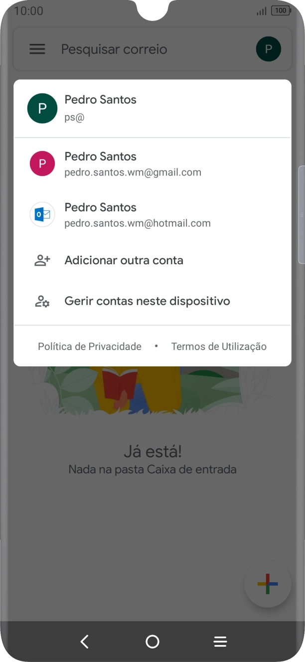 Prima a conta de e-mail pretendida.